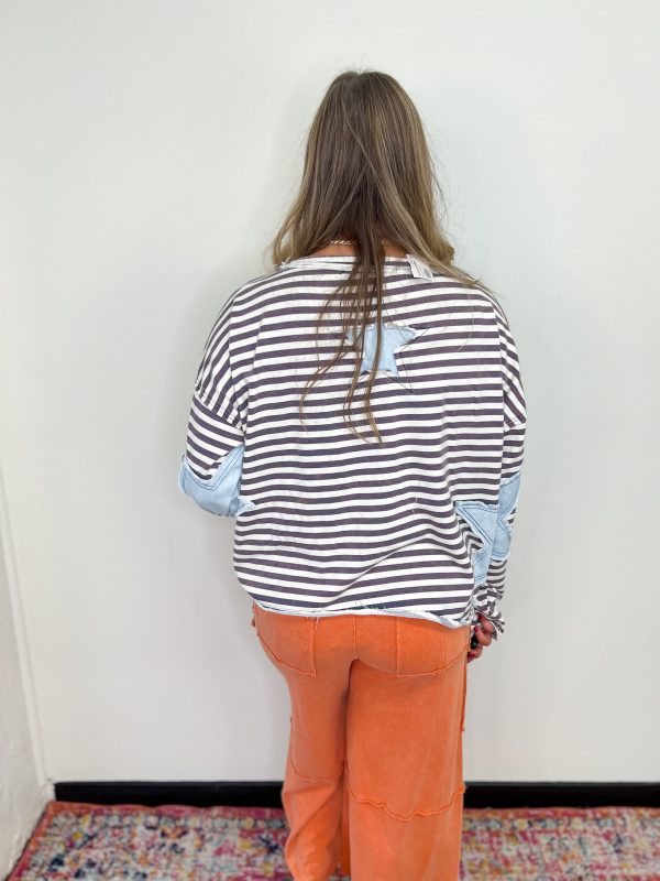 Starry Stripe Patch Top - Blue Combo Online