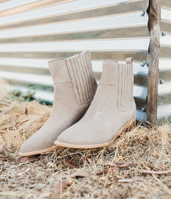 Leonor Suede Ankle Boot in Taupe on Sale