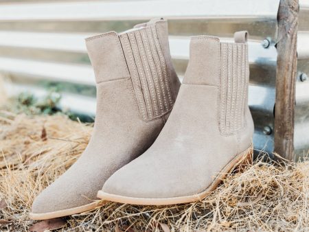 Leonor Suede Ankle Boot in Taupe on Sale