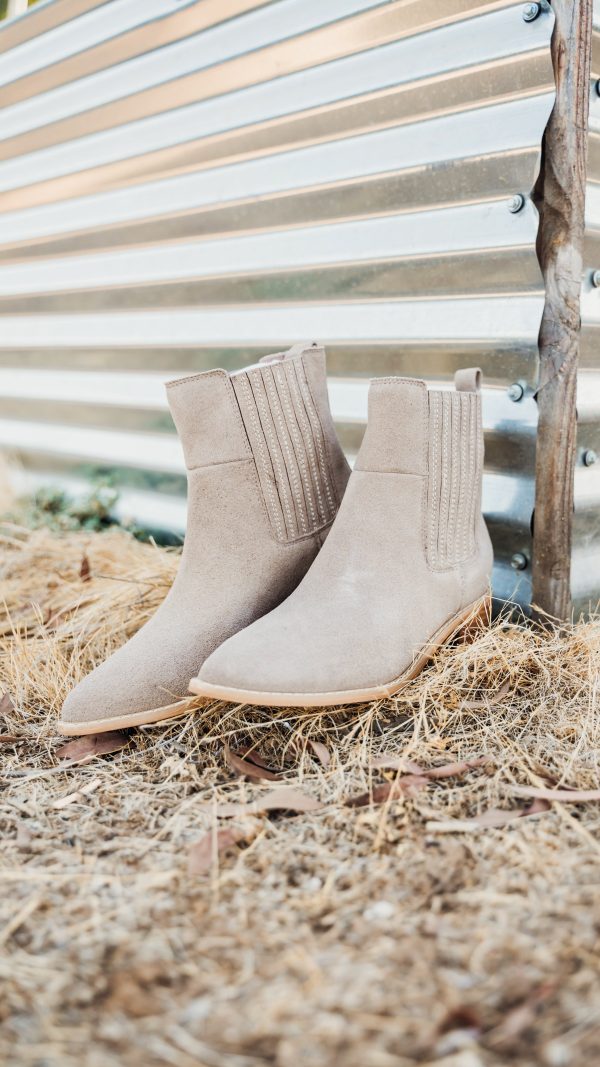 Leonor Suede Ankle Boot in Taupe on Sale