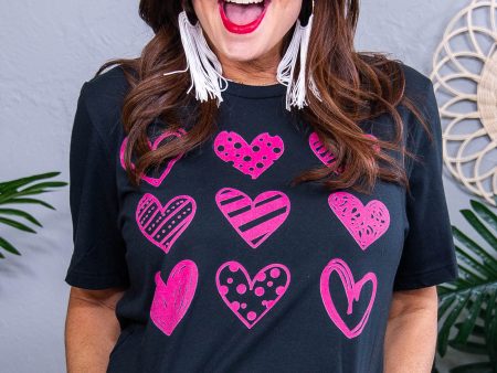 You Make My Heart Sing Vintage Black Heart Printed Graphic Tee - A3900VBK Supply