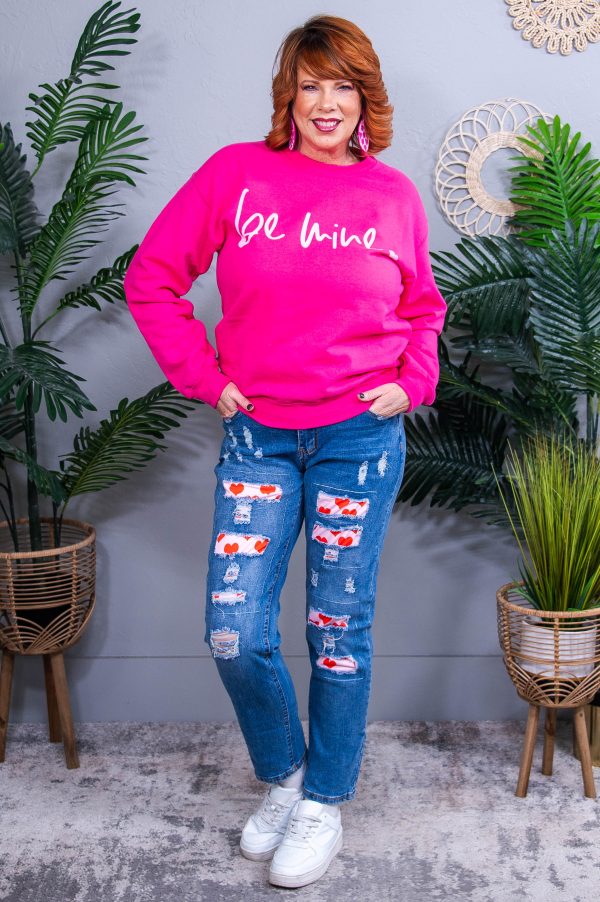 Be Mine Cyber Pink Heliconia Graphic Sweatshirt - A3889HE Hot on Sale