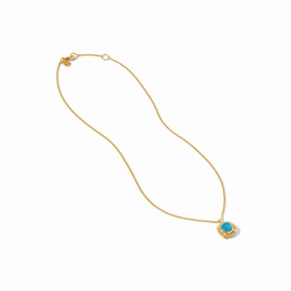 [Julie Vos] Cabochon Solitaire Necklace-Gold-London Blue For Sale