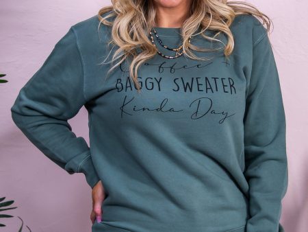 Coffee & Baggy Sweater Alpine Green Graphic Sweatshirt - A3481AGN For Discount