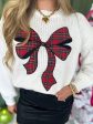 Holiday Cheer Plaid Bow Sweater Online