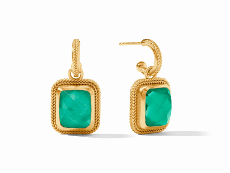 [Julie Vos] Cheval Hoop And Charm Earring-Emerald Green Online now