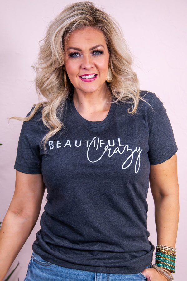 Beautiful Crazy Dark Heather Gray Graphic Tee - A3287DHG Online Sale