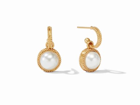 [Julie Vos] Fleur-de-Lis Hoop & Charm Earring-Pearl For Cheap