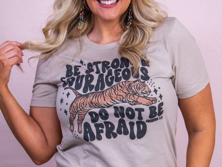 Be Strong & Courageous Heather Tan Graphic Tee - A3466HTN Sale