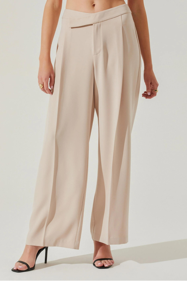 ASTR THE LABEL - RUBINA CRISS-CROSS WAIST WIDE LEG PANTS Sale