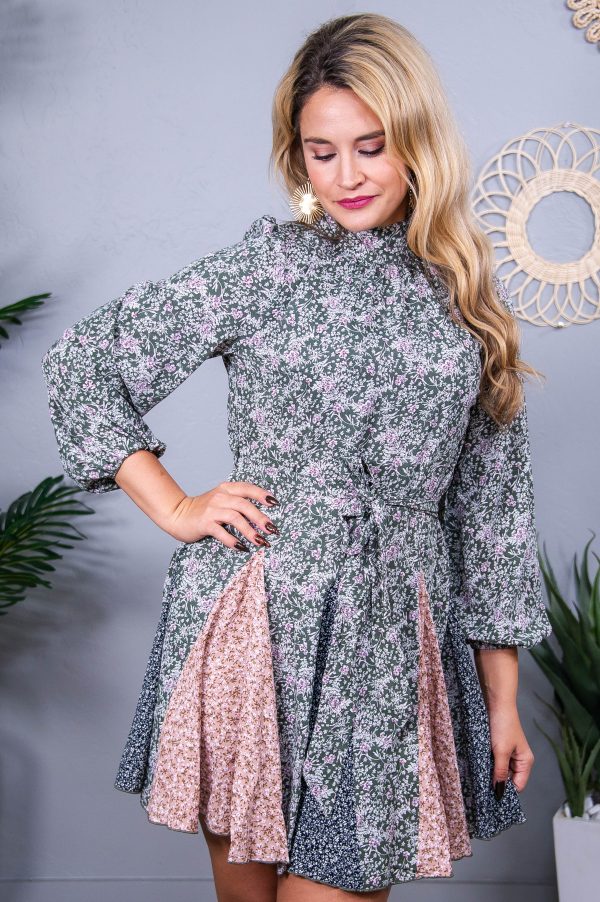 Forever After Olive Lavender Floral Dress - D5539OL For Cheap