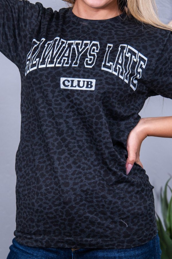 Always Late Club Black Graphic Tee - A3647BLE Fashion