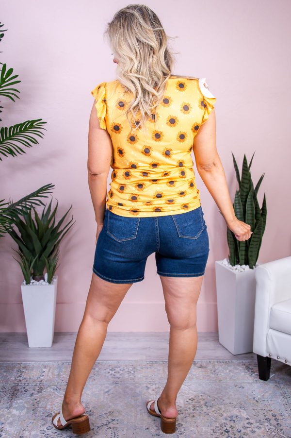 Bring On The Sun Yellow Sunflower Bleach Splatter Top - T9796YE Hot on Sale