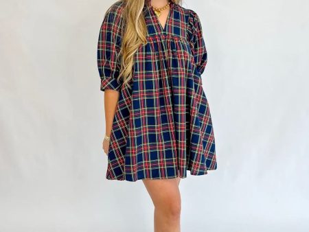 [Entro] Merry Everything Plaid Dress-Navy Online Hot Sale