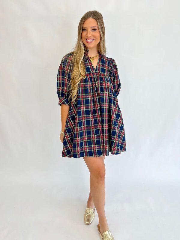 [Entro] Merry Everything Plaid Dress-Navy Online Hot Sale