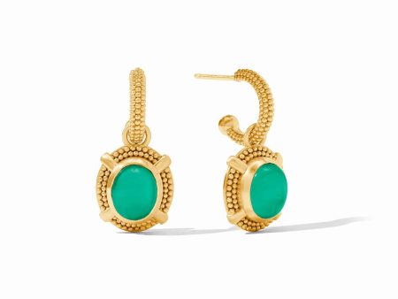 [Julie Vos] Cabochon Hoop And Charm Earring-Emerald Discount