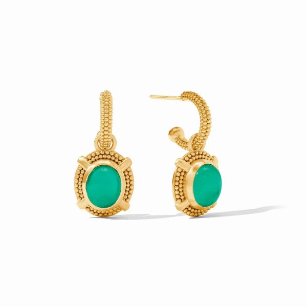 [Julie Vos] Cabochon Hoop And Charm Earring-Emerald Discount