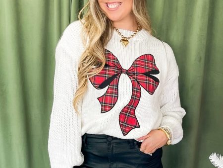 Holiday Cheer Plaid Bow Sweater Online