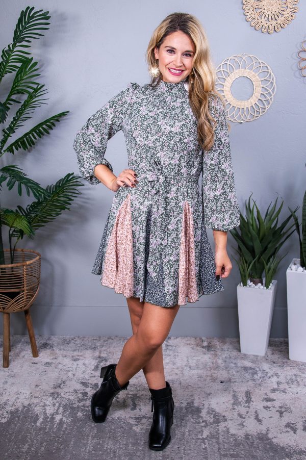 Forever After Olive Lavender Floral Dress - D5539OL For Cheap