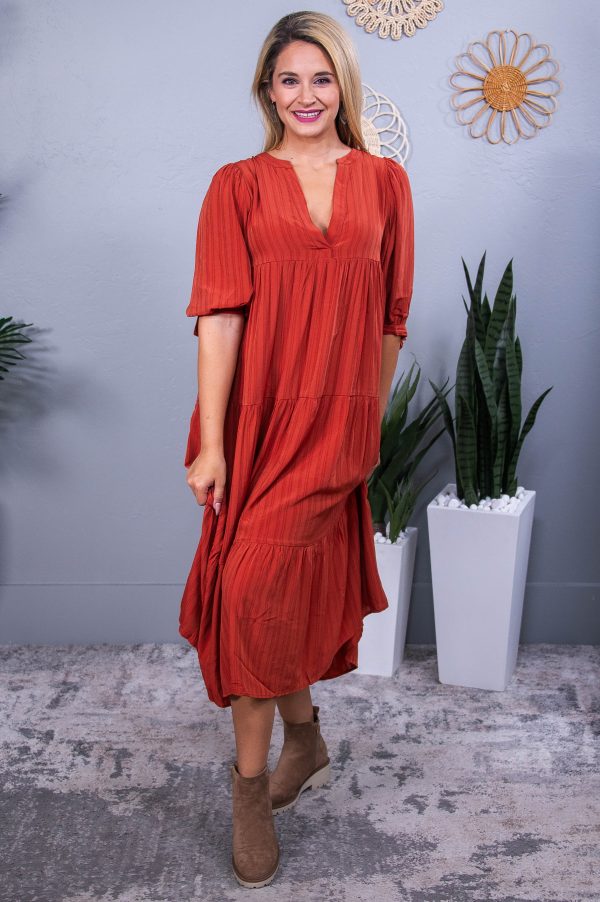 Feels Like Love Brick V Neck Maxi Dress - D5531BR For Sale