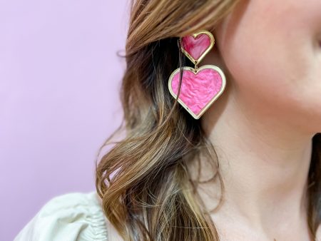 Pink Heart Statement Earrings Supply