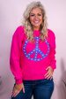 I Pledge Allegiance Cyber Pink Heliconia Peace Sign Stars Graphic Sweatshirt - A3436HE Sale