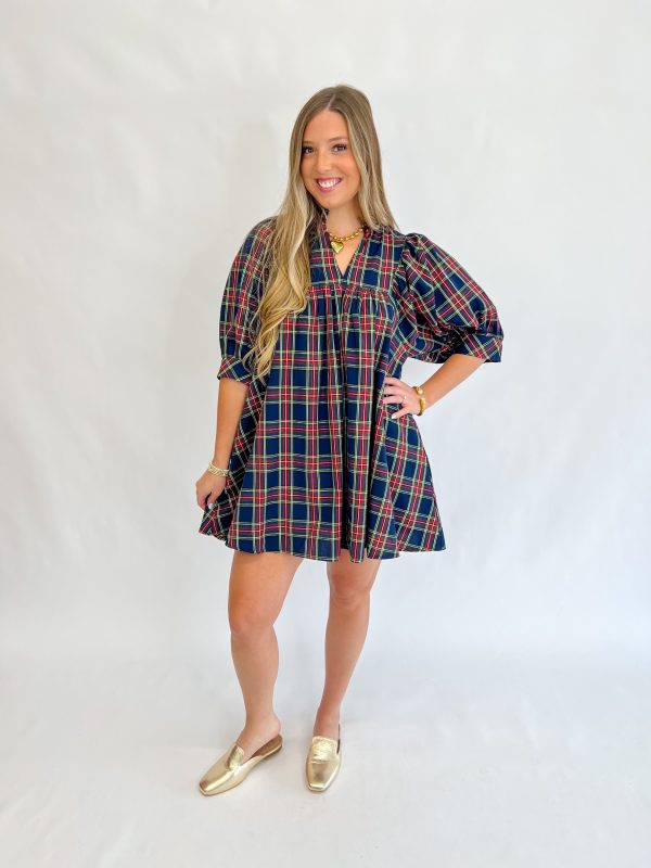 [Entro] Merry Everything Plaid Dress-Navy Online Hot Sale