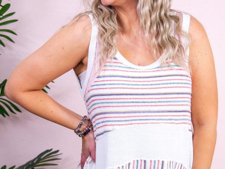 Aloha Beaches Pink Multi Color Striped Asymmetrical Tank Top - T9258PK Online now