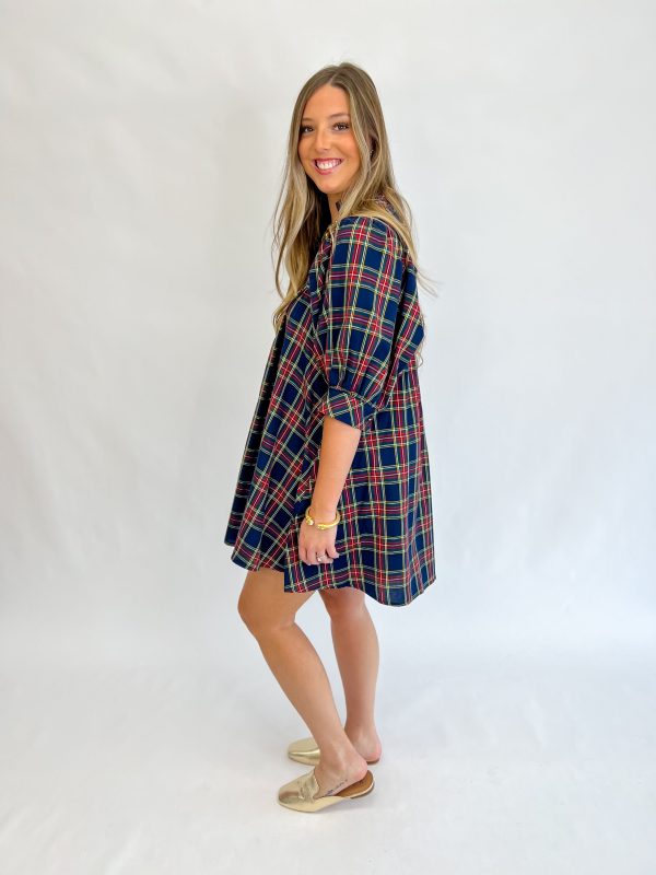 [Entro] Merry Everything Plaid Dress-Navy Online Hot Sale