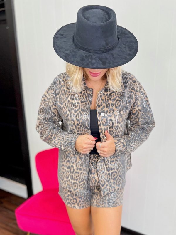 Leopard Glimmer Sequin Jacket Cheap