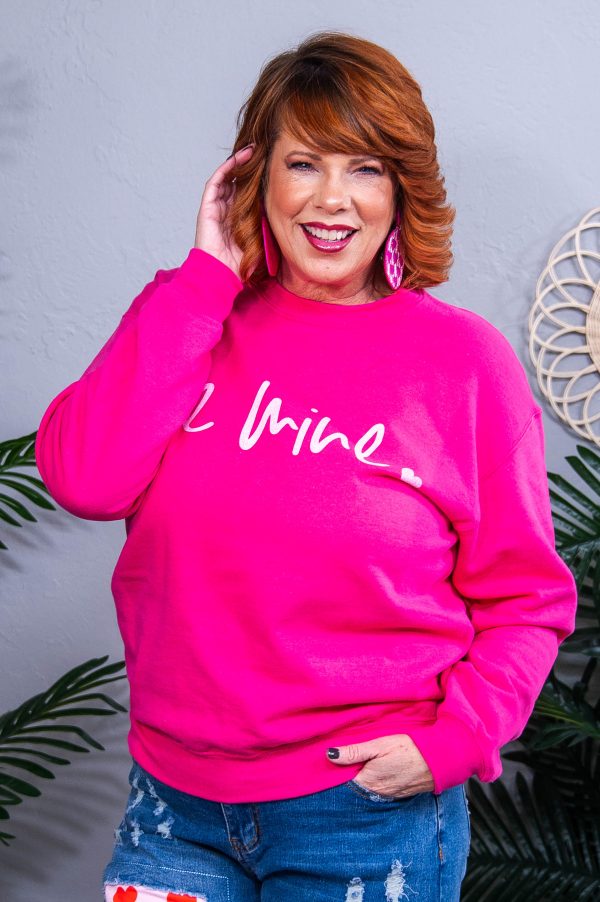 Be Mine Cyber Pink Heliconia Graphic Sweatshirt - A3889HE Hot on Sale