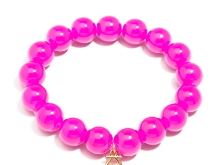 Cassie Glass Bead Stretch Bracelet-Hot Pink Supply