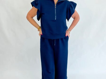 Lets Make Plans Pant Set - Navy Cheap