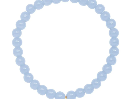 Cassie Glass Bead Stretch Bracelet-Light Blue Discount