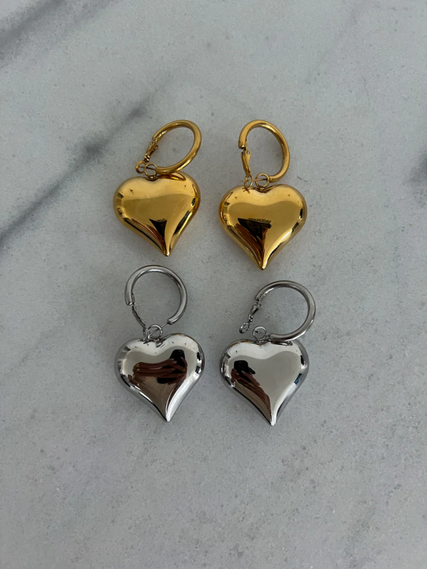 Bubble Heart Earrings-Gold For Cheap