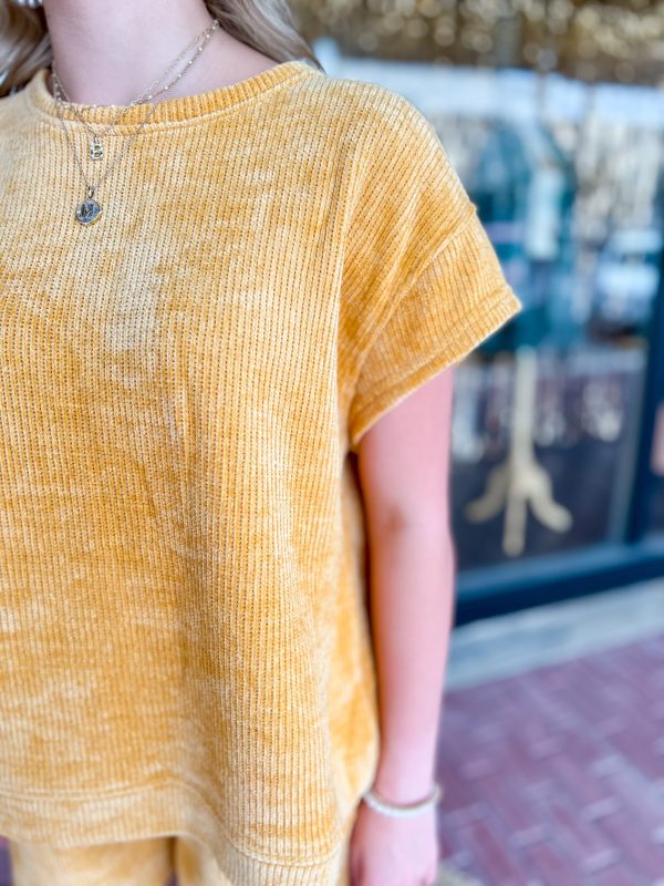 Chenille Short Sleeve Top-Gold Online now