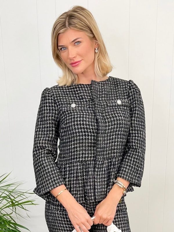 Style Hub Tweed Peplum Jacket For Discount