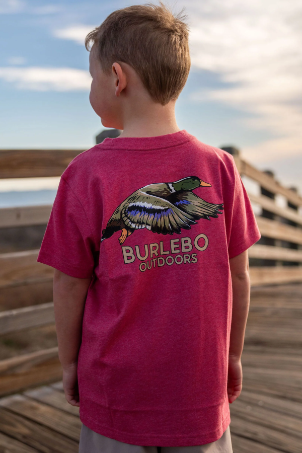 [Burlebo] Youth Flying Duck Tee - Heather Crimson Discount