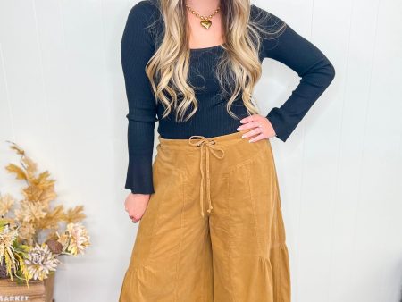 Cuddle Cord Flare Pants-Camel Discount