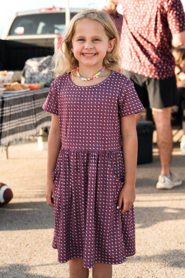 Youth-Girls Dress-Texas - Maroon And Grey Online