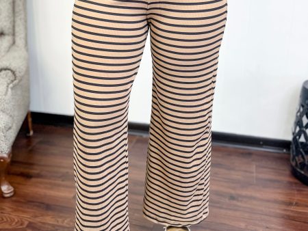 Stipe Pull-On Pant-Taupe on Sale