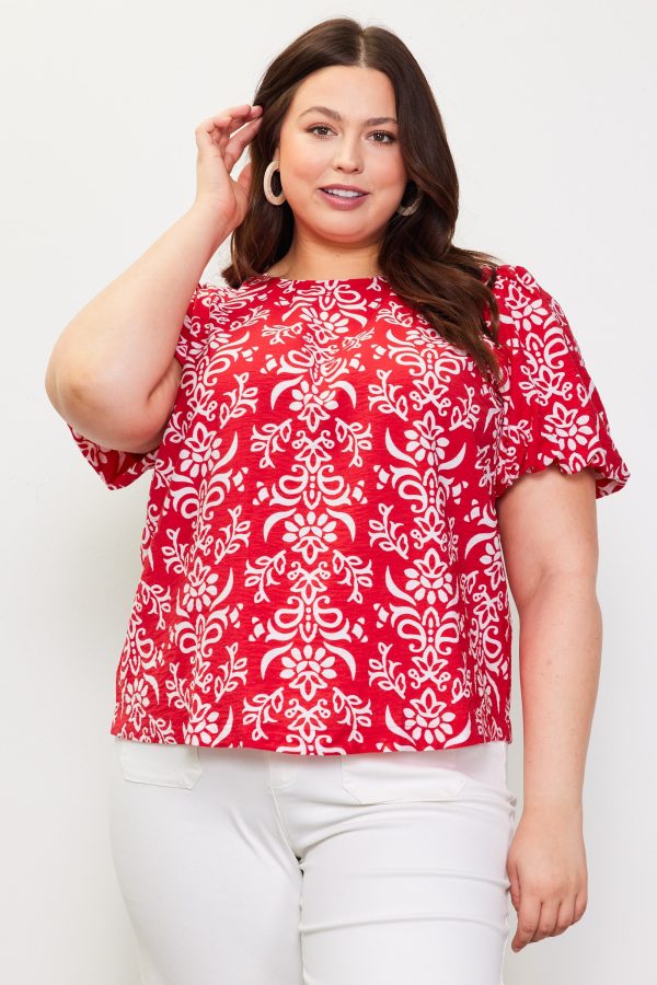 [Plus Size] Coastal Living Bubble Sleeve Top Online now