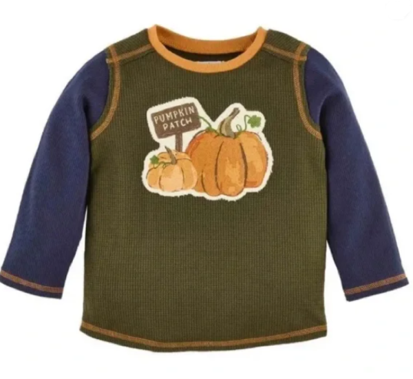 [Mud Pie] Green Pumpkin Patch Boy Tee For Cheap