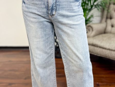 [Judy Blue] Flattering Tummy Control Crop Wide Denim Online Sale