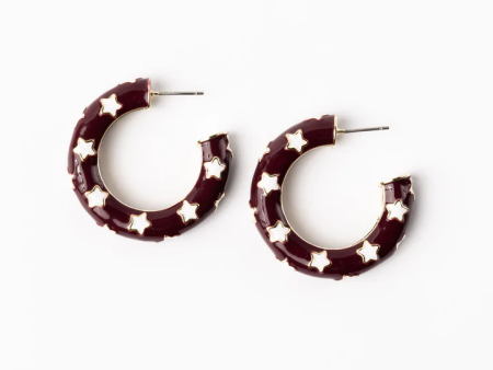 Justine Earrings Medium - Maroon White Discount