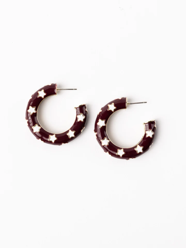 Justine Earrings Medium - Maroon White Discount