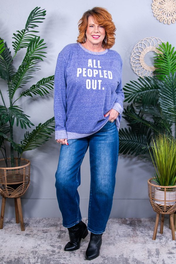 All Peopled Out Purple Melange Graphic Sweatshirt - A3851PU Online