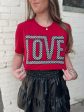 Funky Checkered Love Tee-Red For Sale