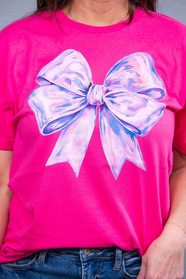 Winter Is Coming Bubble Gum Bow Printed Graphic Tee - A3805BG Hot on Sale