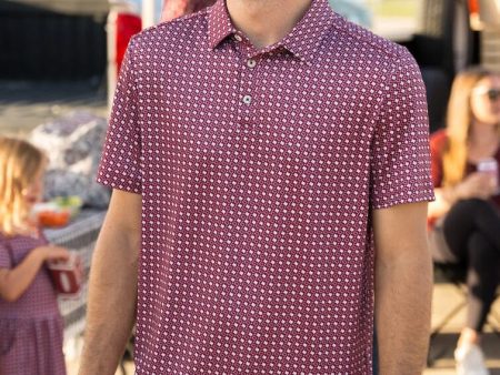 [Burlebo] Performance Polo-Texas Maroon And Grey Supply